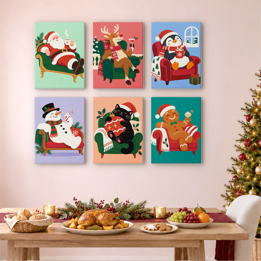 Sofa-Lounging Santa and Friends (Mini Paint by Numbers)