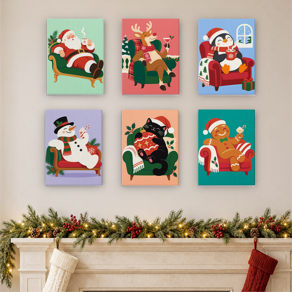 Sofa-Lounging Santa and Friends (Mini Paint by Numbers)