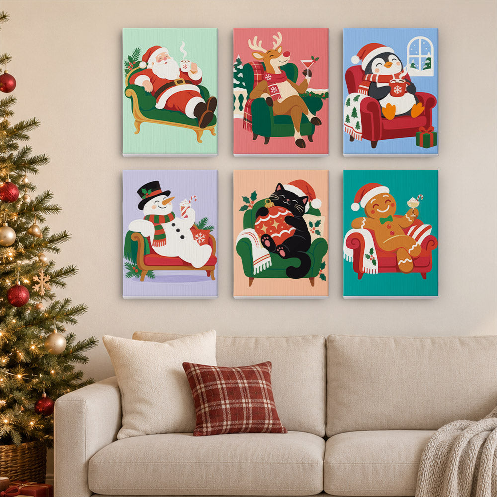 Sofa-Lounging Santa and Friends (Mini Paint by Numbers)