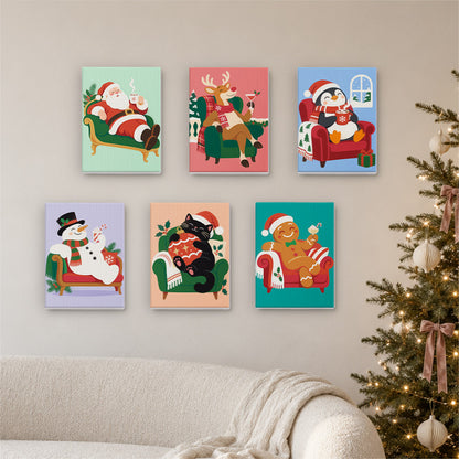 Sofa-Lounging Santa and Friends (Mini Paint by Numbers)