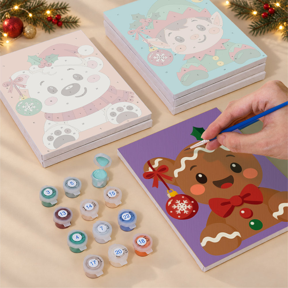 Rosy-Cheeked Bauble Buddies (Mini Paint by Numbers)