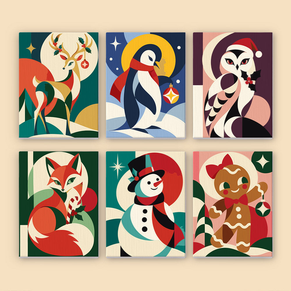Mod Shapes Fox, Owl and Penguin (Mini Paint by Numbers)