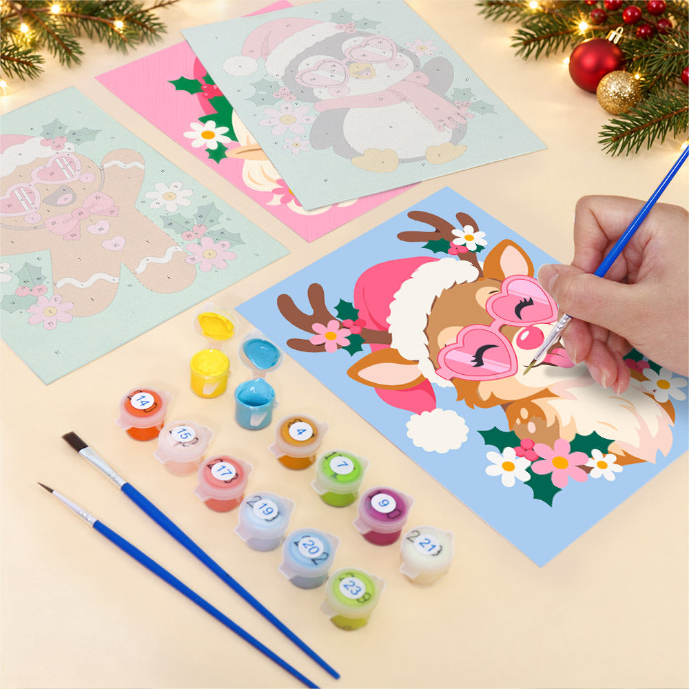 Heart Sunglasses and Holly Blooms (Mini Paint by Numbers)