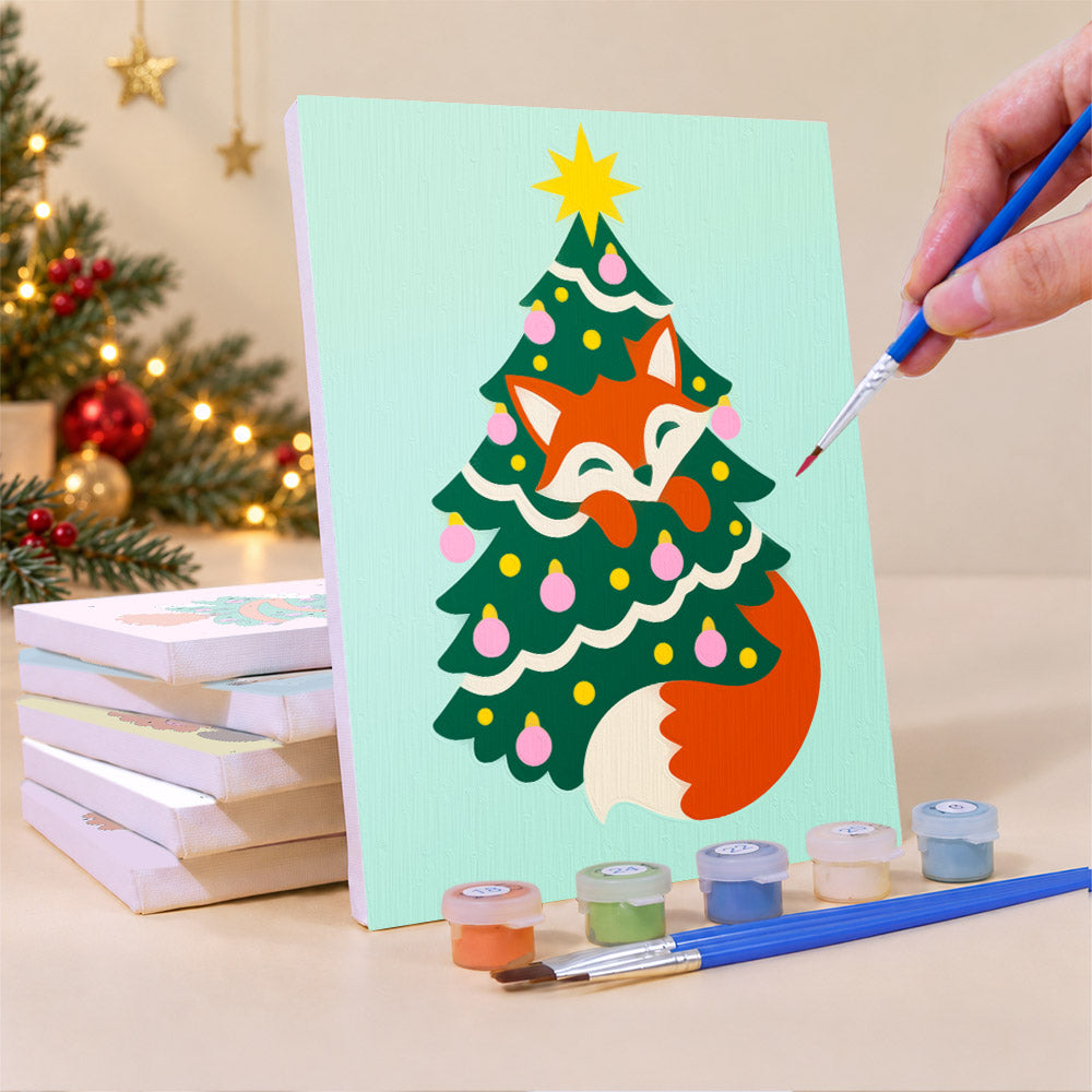 Critters Hiding in Christmas Trees (Mini Paint by Numbers)