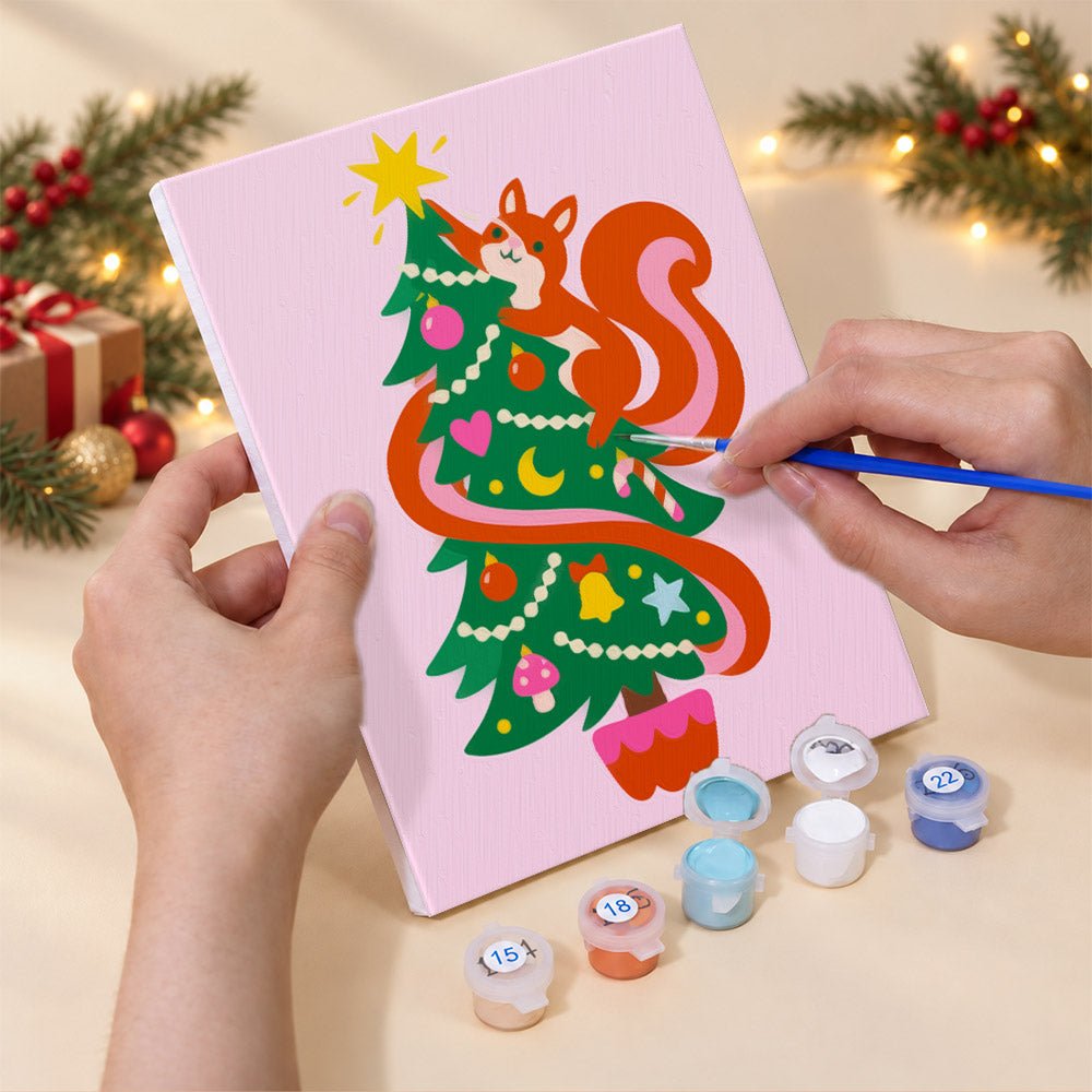 Critters Hiding in Christmas Trees (Mini Paint by Numbers)
