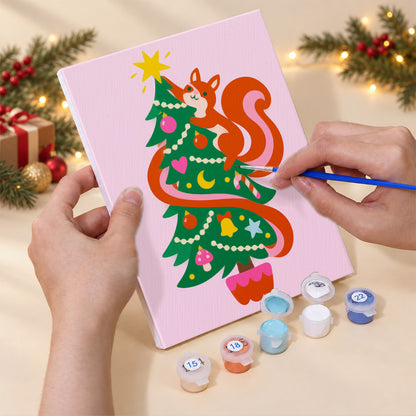Critters Hiding in Christmas Trees (Mini Paint by Numbers)