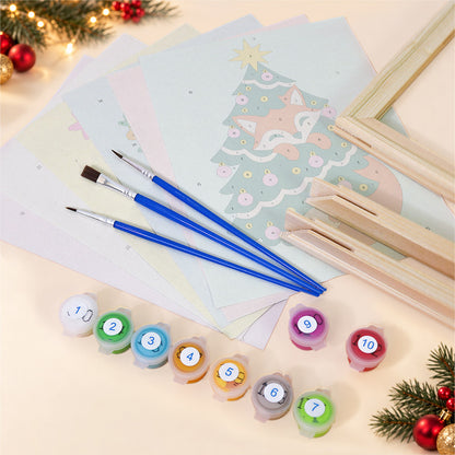 Critters Hiding in Christmas Trees (Mini Paint by Numbers)