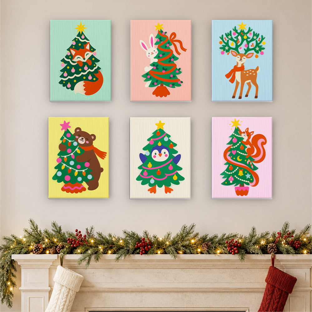 Critters Hiding in Christmas Trees (Mini Paint by Numbers)