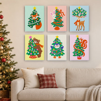 Critters Hiding in Christmas Trees (Mini Paint by Numbers)