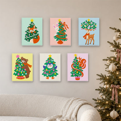 Critters Hiding in Christmas Trees (Mini Paint by Numbers)