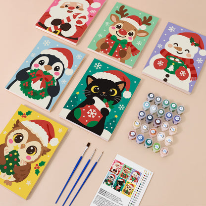 Snowflake Santa and Cocoa Cat (Mini Paint by Numbers)