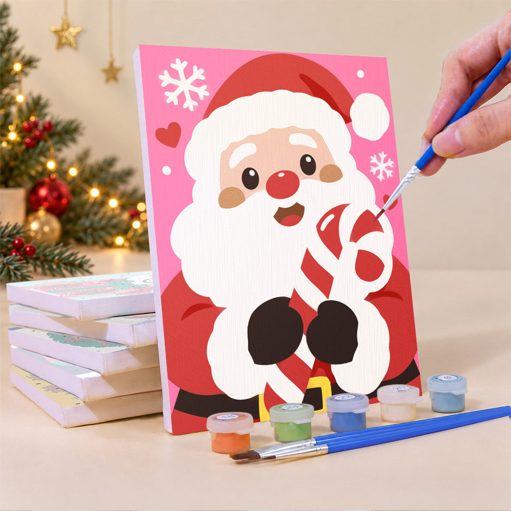 Snowflake Santa and Cocoa Cat (Mini Paint by Numbers)