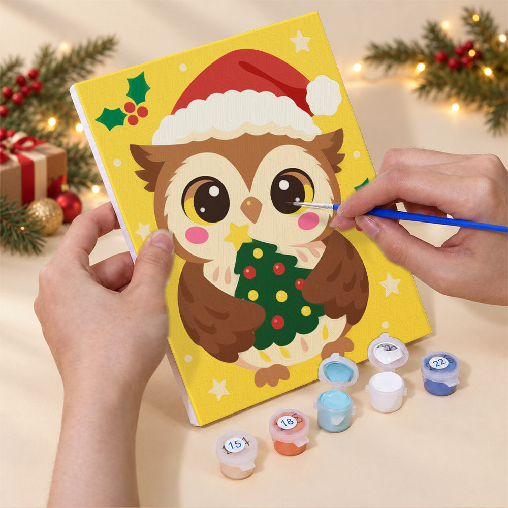 Snowflake Santa and Cocoa Cat (Mini Paint by Numbers)