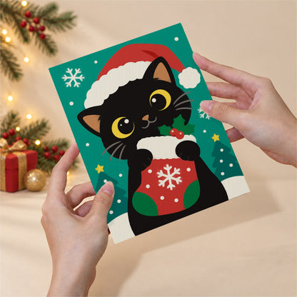Snowflake Santa and Cocoa Cat (Mini Paint by Numbers)