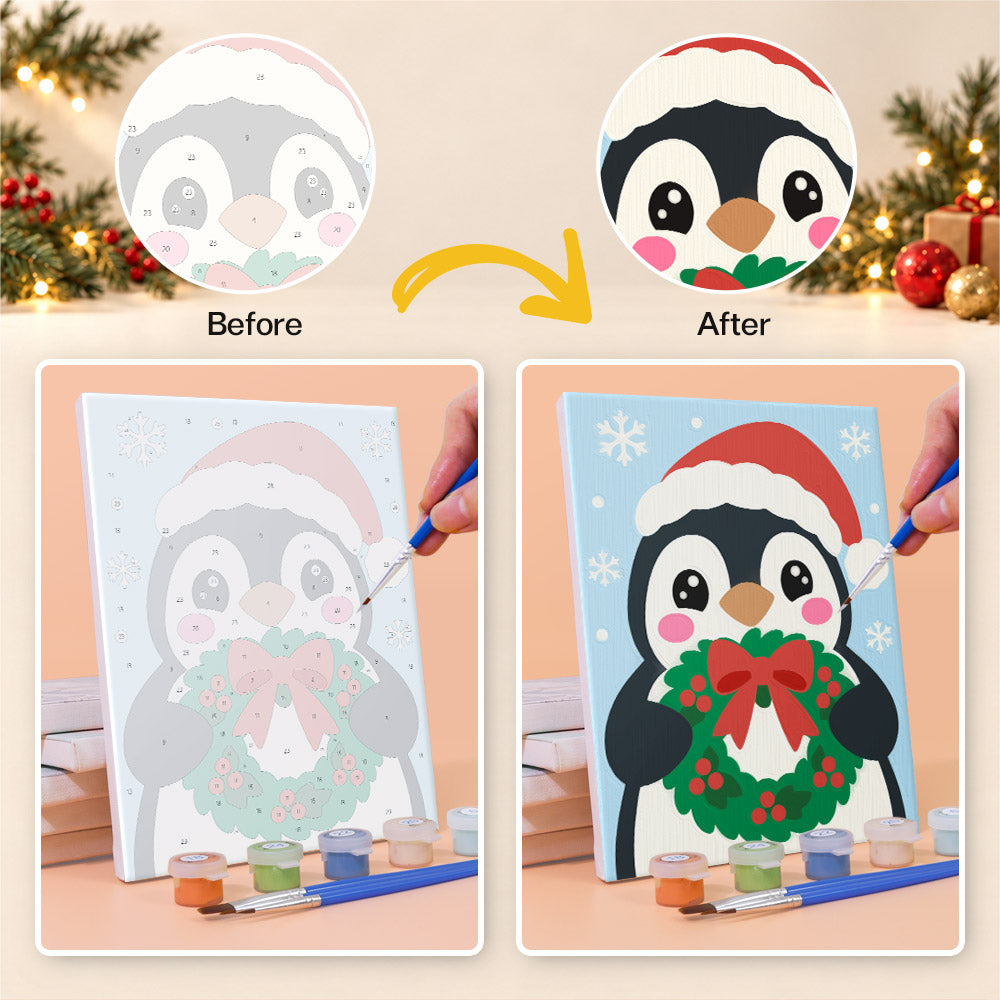 Snowflake Santa and Cocoa Cat (Mini Paint by Numbers)