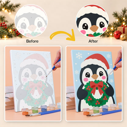 Snowflake Santa and Cocoa Cat (Mini Paint by Numbers)