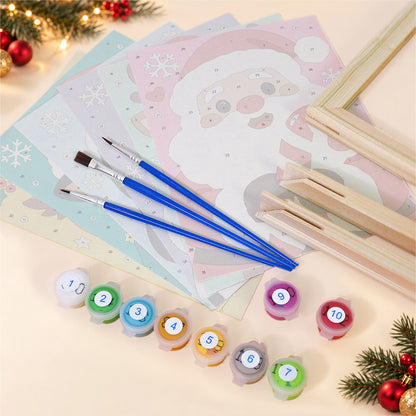 Snowflake Santa and Cocoa Cat (Mini Paint by Numbers)