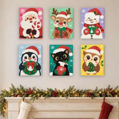 Snowflake Santa and Cocoa Cat (Mini Paint by Numbers)