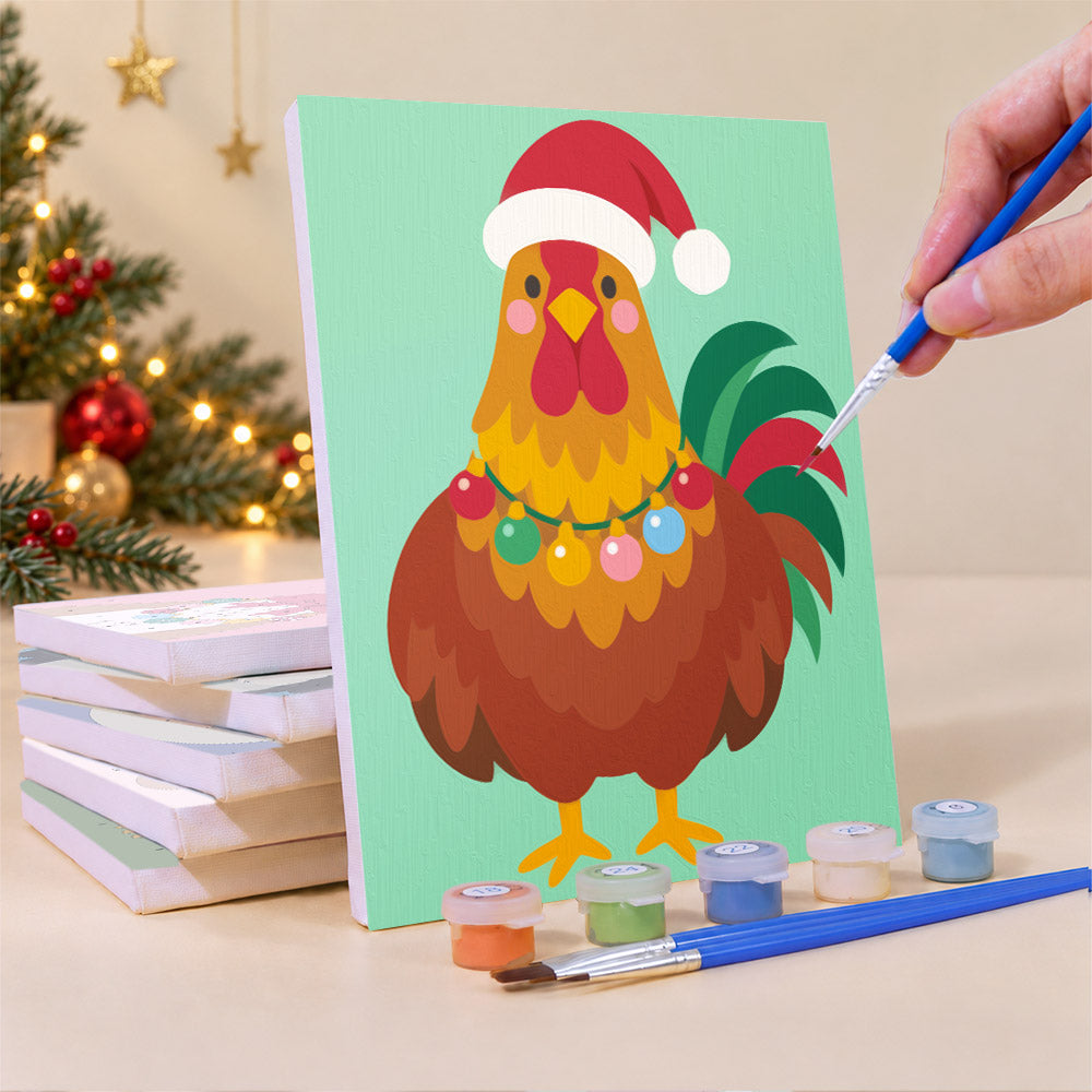 Twinkle-Light Rooster and Friends (Mini Paint by Numbers)