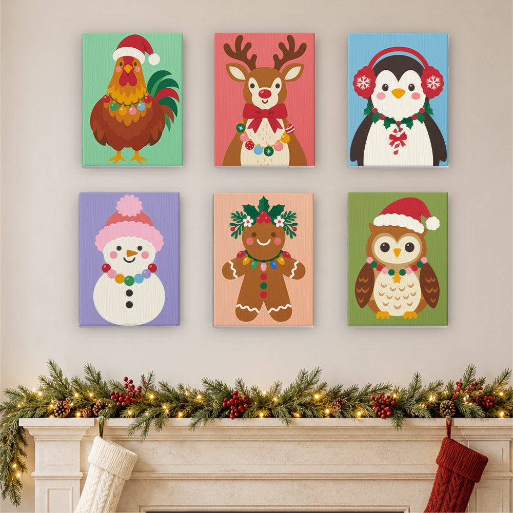 Twinkle-Light Rooster and Friends (Mini Paint by Numbers)