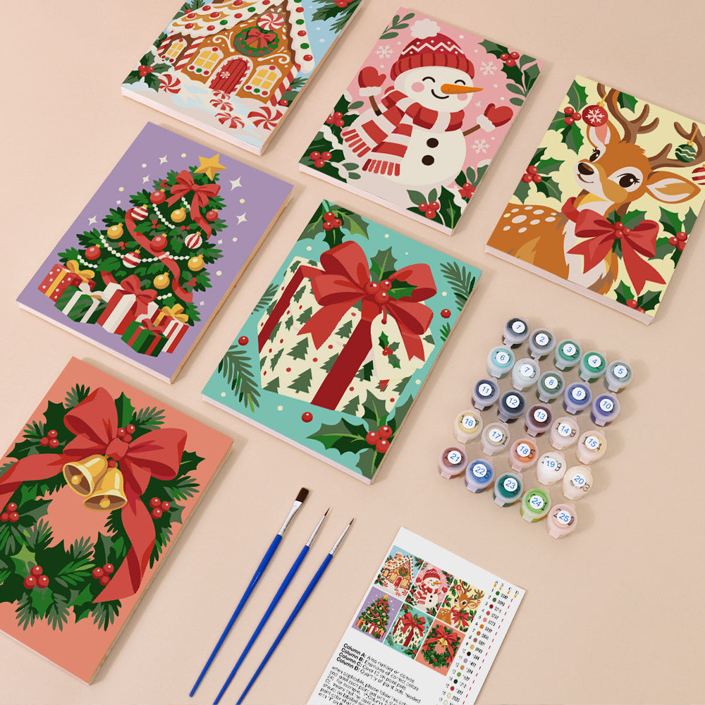 Holly-Bordered Gingerbread House (Mini Paint by Numbers)