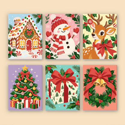Holly-Bordered Gingerbread House (Mini Paint by Numbers)