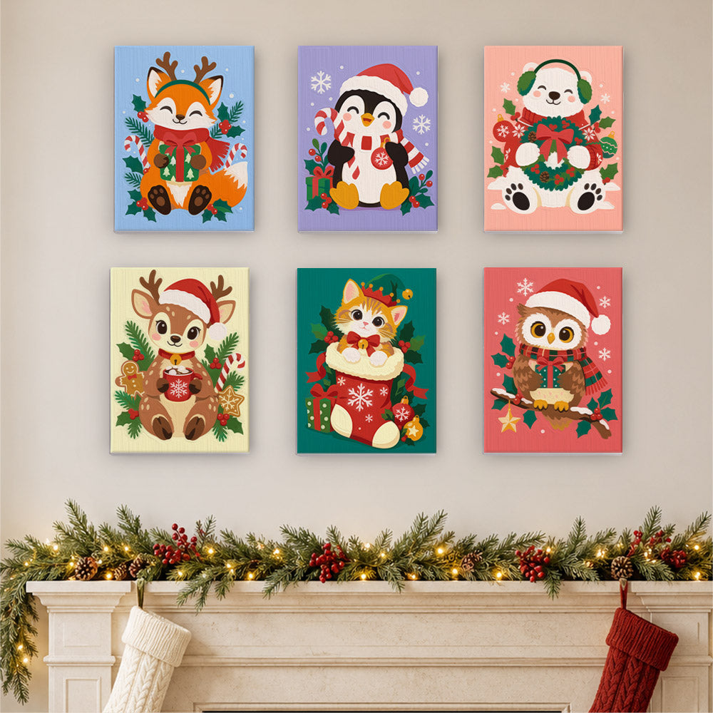 Kitten in a Stocking and Pals (Mini Paint by Numbers)