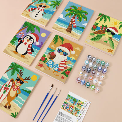 Sandy Snowman and Sea Turtle (Mini Paint by Numbers)