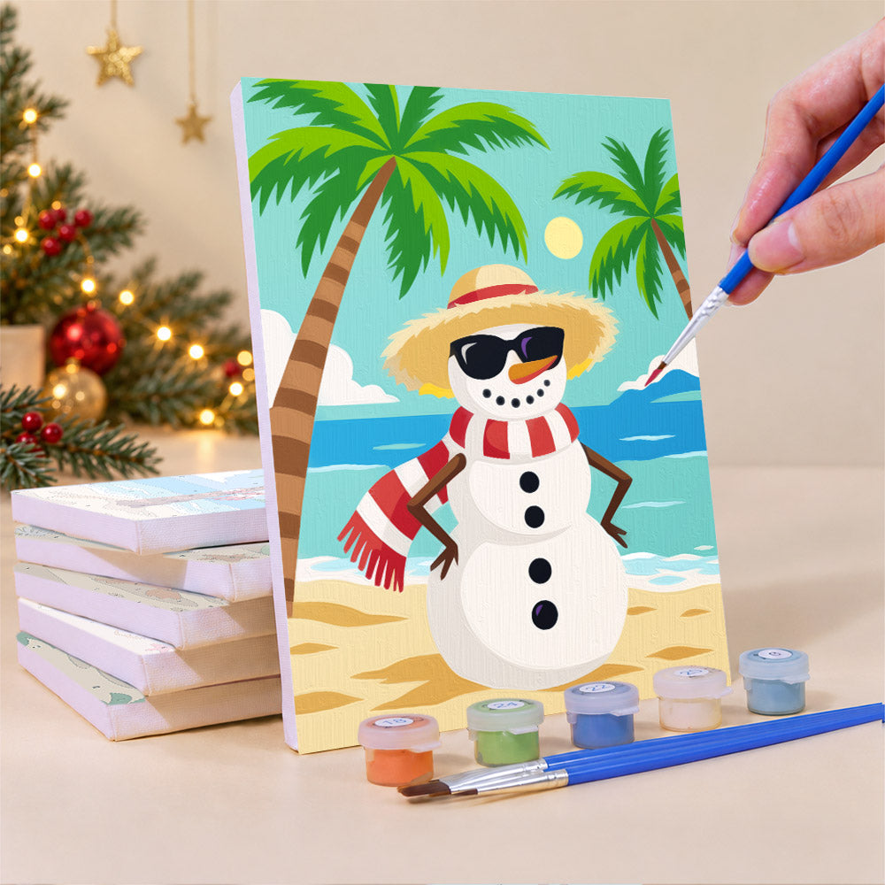 Sandy Snowman and Sea Turtle (Mini Paint by Numbers)