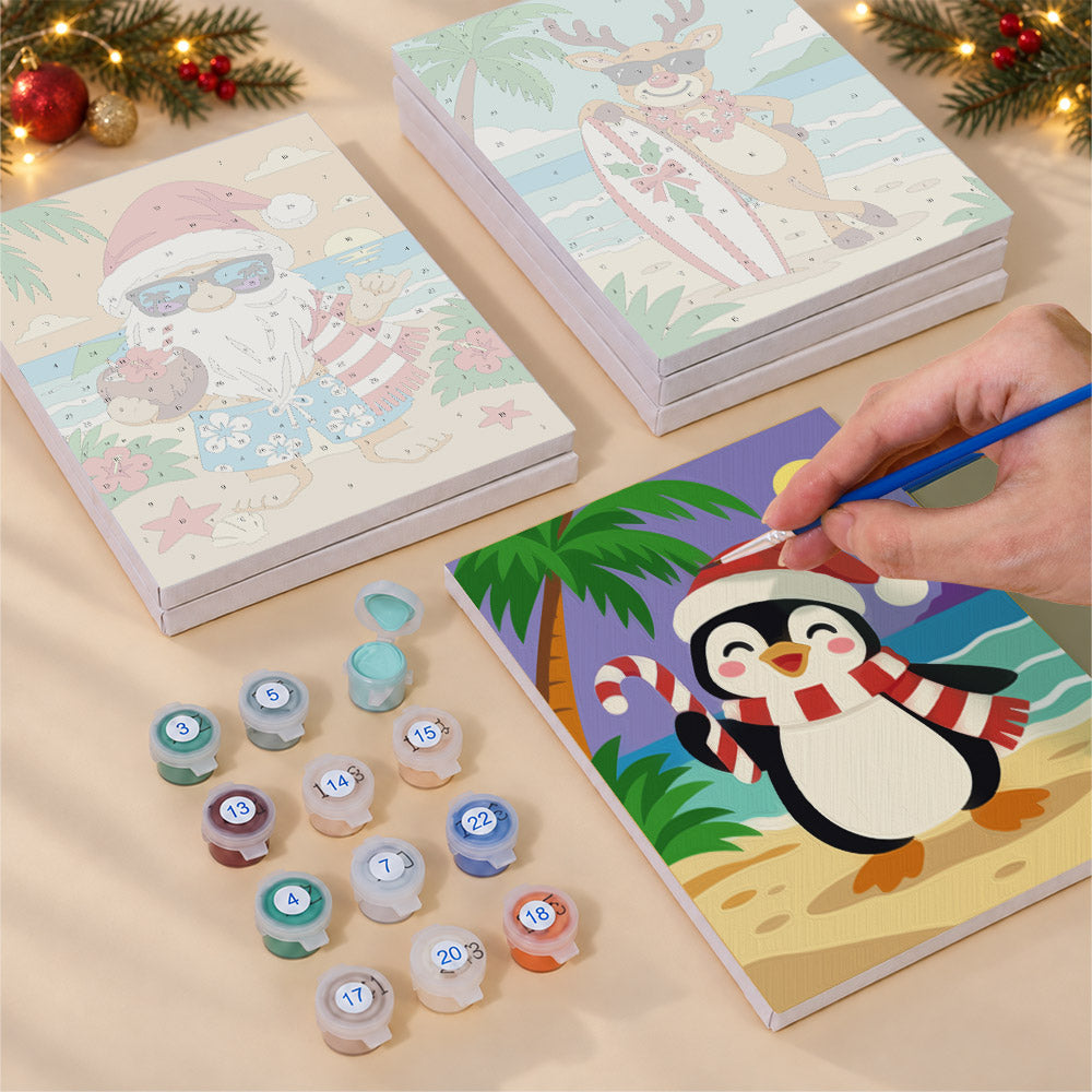 Sandy Snowman and Sea Turtle (Mini Paint by Numbers)