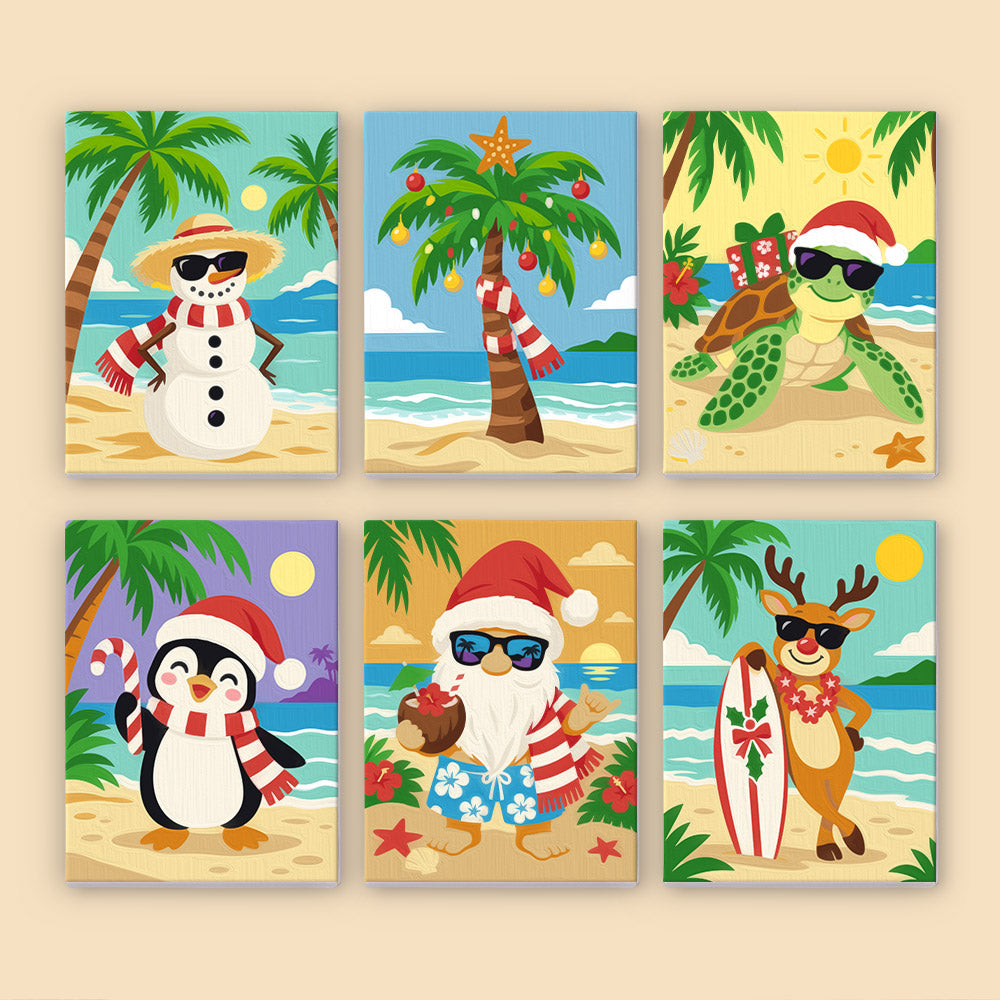 Sandy Snowman and Sea Turtle (Mini Paint by Numbers)