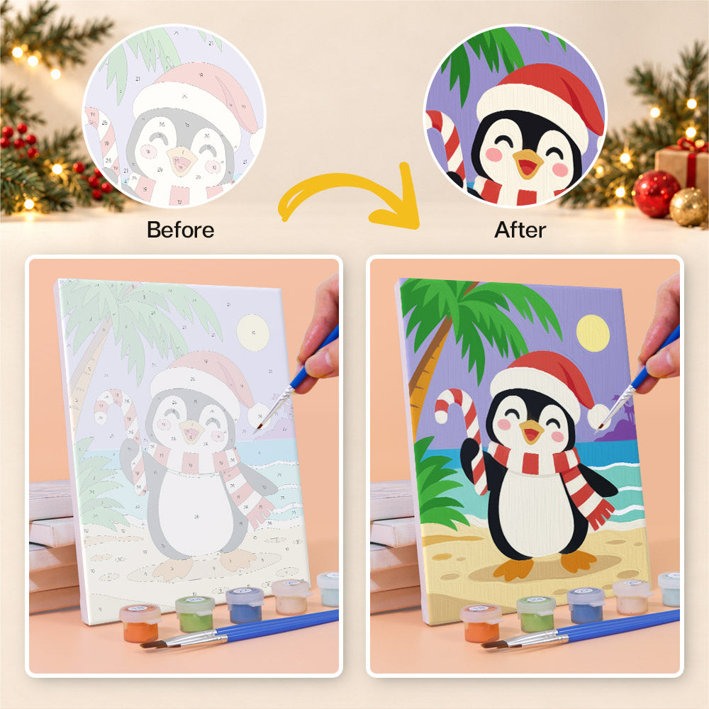 Sandy Snowman and Sea Turtle (Mini Paint by Numbers)