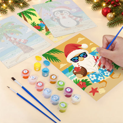 Sandy Snowman and Sea Turtle (Mini Paint by Numbers)