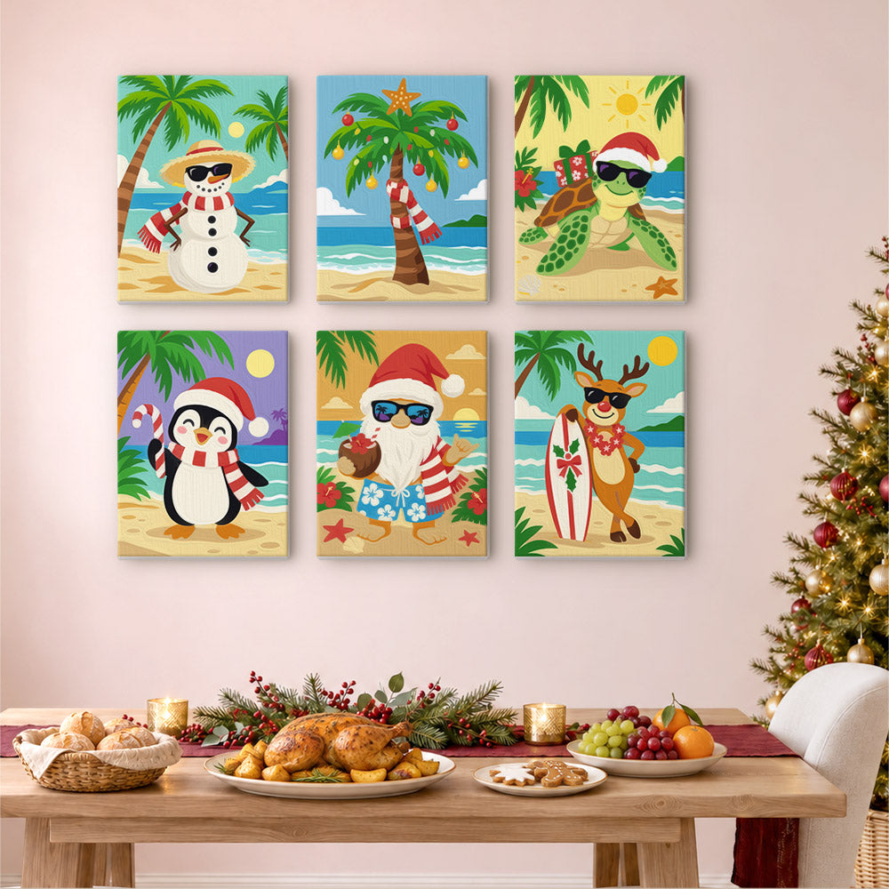 Sandy Snowman and Sea Turtle (Mini Paint by Numbers)
