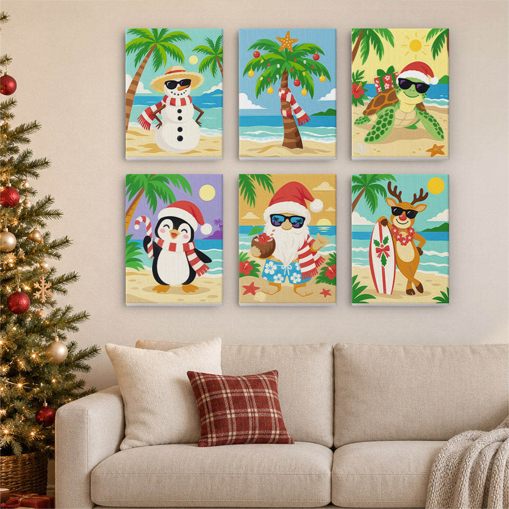 Sandy Snowman and Sea Turtle (Mini Paint by Numbers)