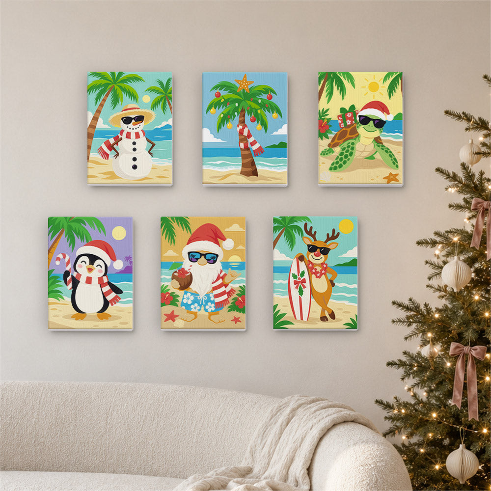 Sandy Snowman and Sea Turtle (Mini Paint by Numbers)