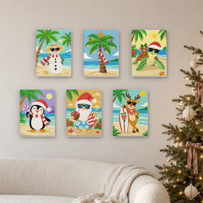 Sandy Snowman and Sea Turtle (Mini Paint by Numbers)