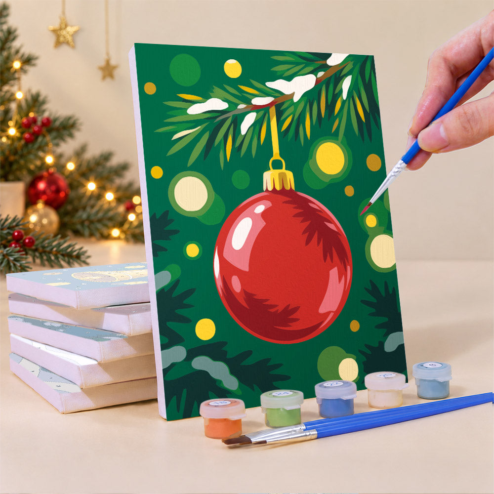 Pine Bough Baubles at Night (Mini Paint by Numbers)