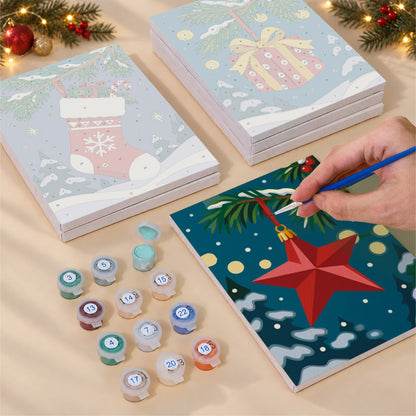 Pine Bough Baubles at Night (Mini Paint by Numbers)