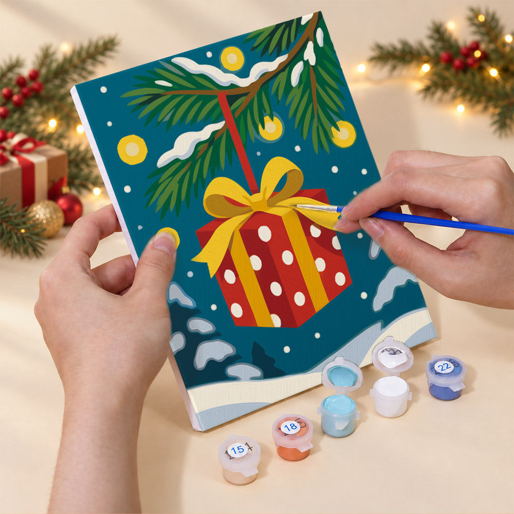 Pine Bough Baubles at Night (Mini Paint by Numbers)