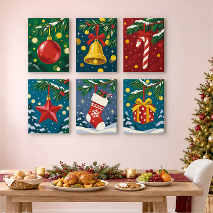 Pine Bough Baubles at Night (Mini Paint by Numbers)