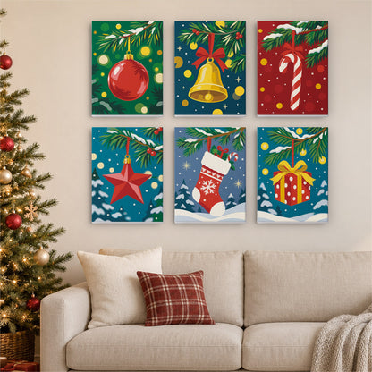 Pine Bough Baubles at Night (Mini Paint by Numbers)