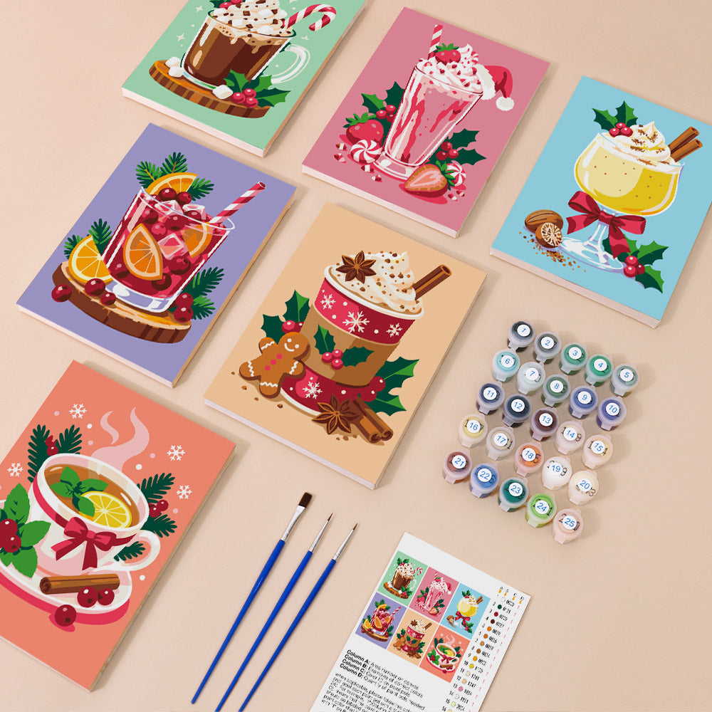 Eggnog, Cocoa and Berry Shakes (Mini Paint by Numbers)