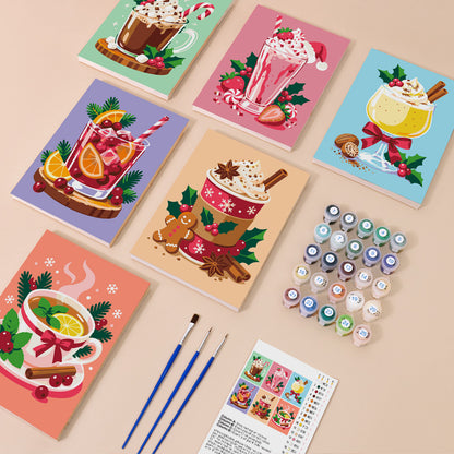 Eggnog, Cocoa and Berry Shakes (Mini Paint by Numbers)