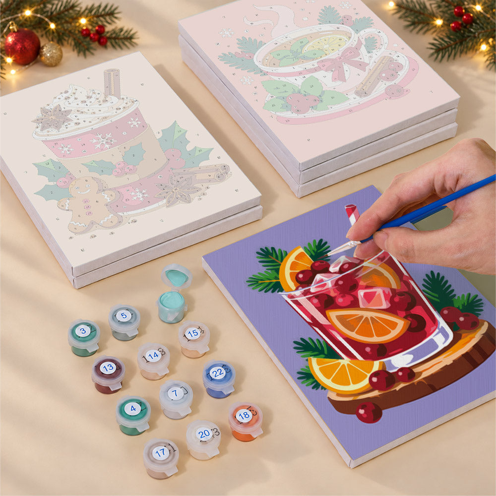 Eggnog, Cocoa and Berry Shakes (Mini Paint by Numbers)