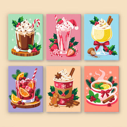 Eggnog, Cocoa and Berry Shakes (Mini Paint by Numbers)