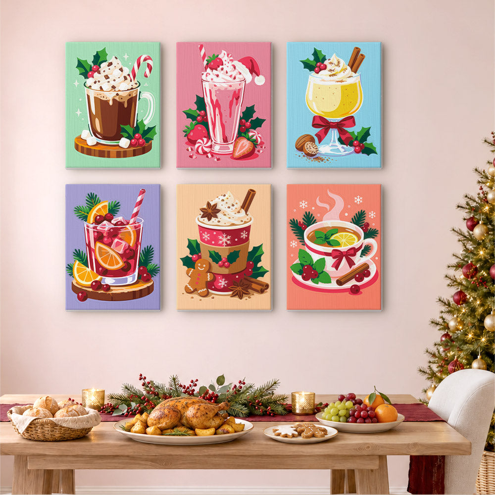 Eggnog, Cocoa and Berry Shakes (Mini Paint by Numbers)