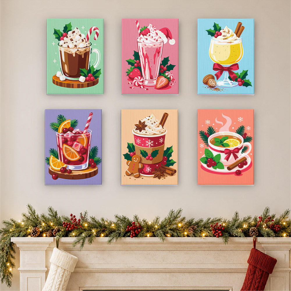 Eggnog, Cocoa and Berry Shakes (Mini Paint by Numbers)