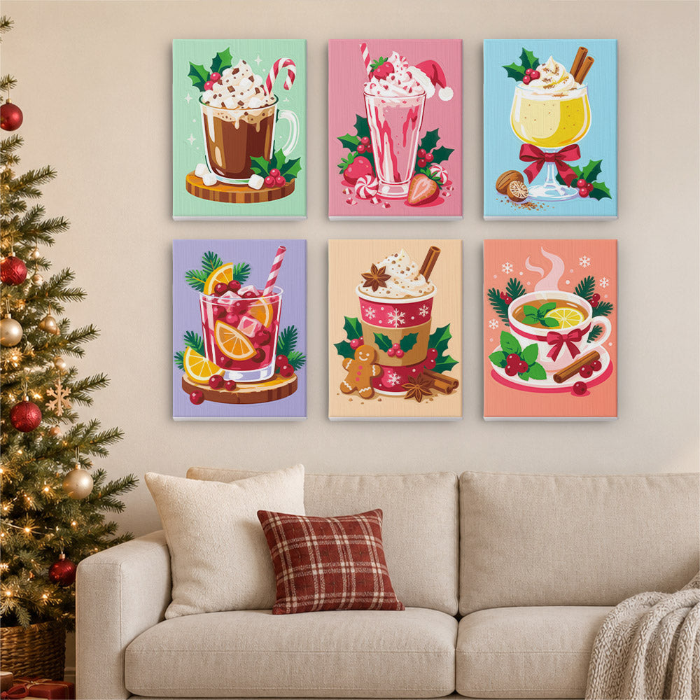 Eggnog, Cocoa and Berry Shakes (Mini Paint by Numbers)
