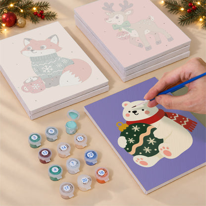 Sweater Cat and Ornament Bear (Mini Paint by Numbers)